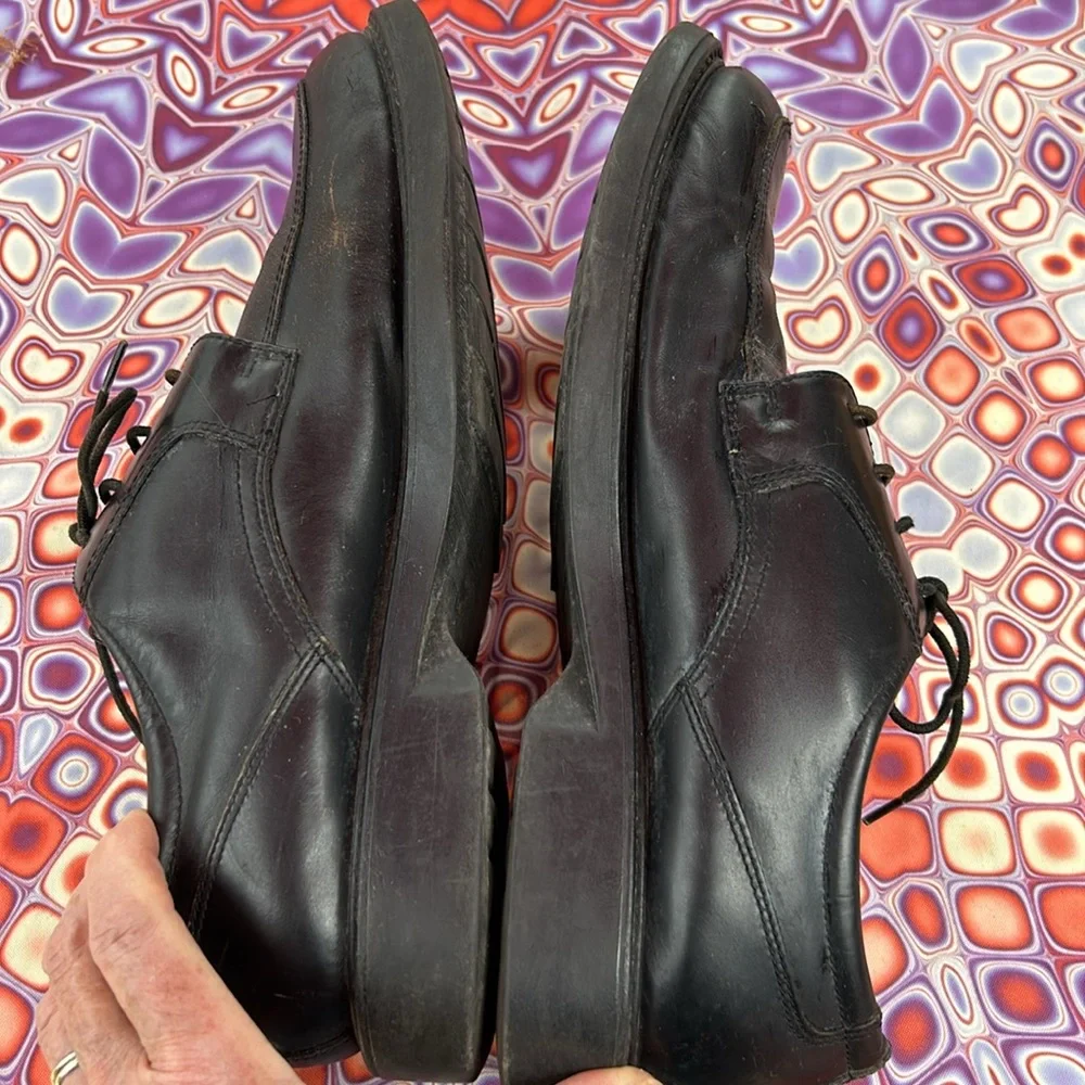 Mens Leather Black Dress or Work Shoes Size 11 Croft & Barrow; Good Condition